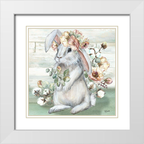 Farmhouse  Bunny II White Modern Wood Framed Art Print with Double Matting by Tre Sorelle Studios