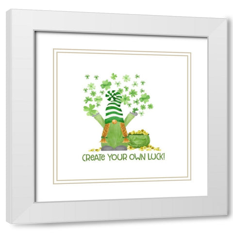 Luck  of the Gnomes IV-Create your Luck White Modern Wood Framed Art Print with Double Matting by Reed, Tara