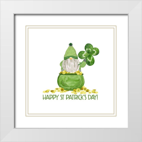 Luck  of the Gnomes VI-Happy St Patricks White Modern Wood Framed Art Print with Double Matting by Reed, Tara
