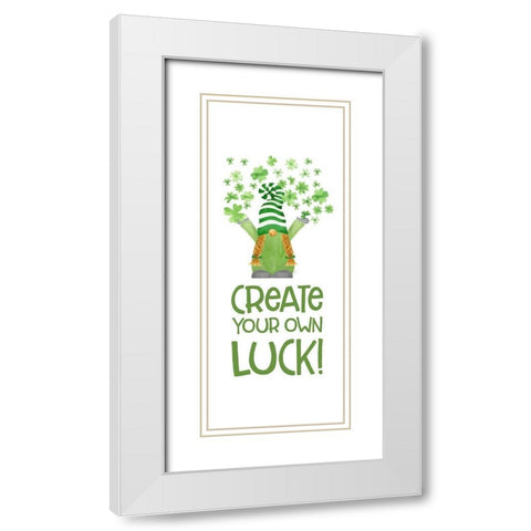 Luck  of the Gnomes vertical I-Create your Luck White Modern Wood Framed Art Print with Double Matting by Reed, Tara