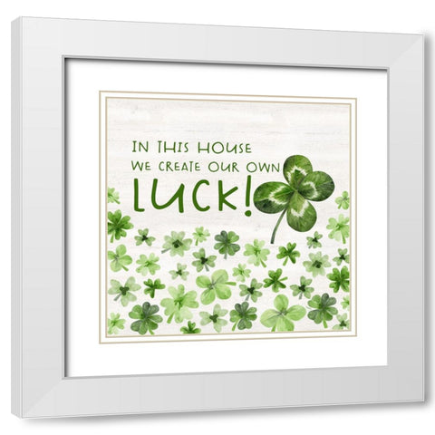 Shamrock  Rainbow Sentiment I-This House White Modern Wood Framed Art Print with Double Matting by Reed, Tara