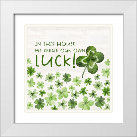 Shamrock  Rainbow Sentiment I-This House White Modern Wood Framed Art Print with Double Matting by Reed, Tara