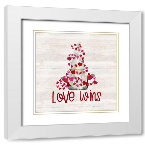 Valentine  Gnomes VII-Love Wins White Modern Wood Framed Art Print with Double Matting by Reed, Tara