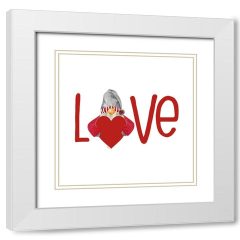 Valentine  Gnomes on white III-Love White Modern Wood Framed Art Print with Double Matting by Reed, Tara
