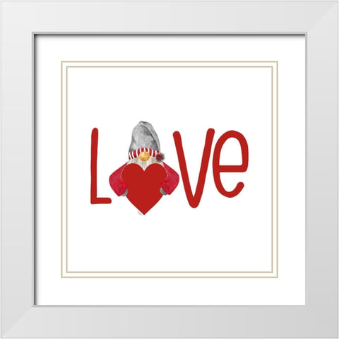Valentine  Gnomes on white III-Love White Modern Wood Framed Art Print with Double Matting by Reed, Tara