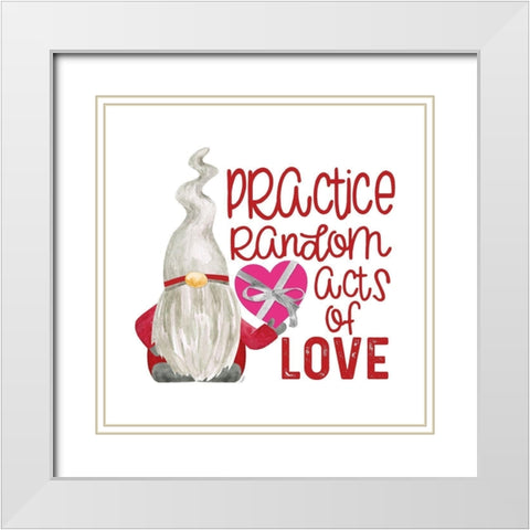 Valentine  Gnomes on white VIII-Random Acts White Modern Wood Framed Art Print with Double Matting by Reed, Tara