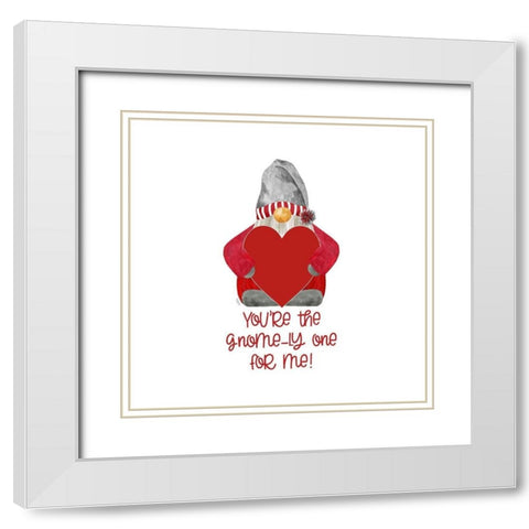 Valentine  Gnomes on white X-Gnomely One White Modern Wood Framed Art Print with Double Matting by Reed, Tara