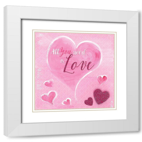 All You Need is Love White Modern Wood Framed Art Print with Double Matting by Lee C