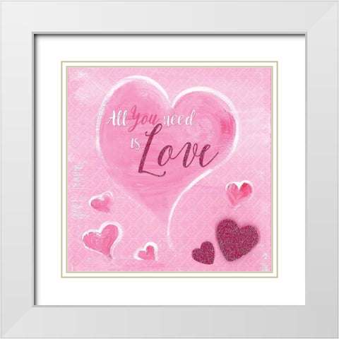 All You Need is Love White Modern Wood Framed Art Print with Double Matting by Lee C