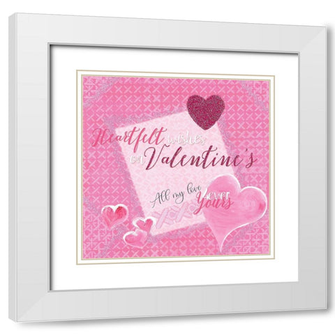 Heartfelt Wishes White Modern Wood Framed Art Print with Double Matting by Lee C