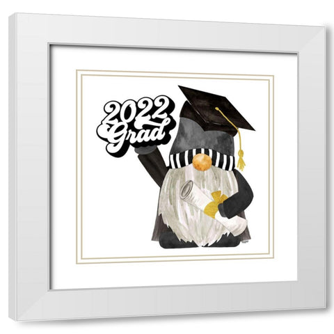 Graduation Gnome II White Modern Wood Framed Art Print with Double Matting by Reed, Tara