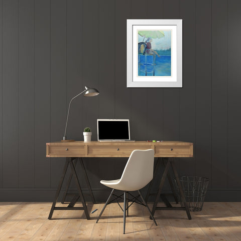 At the Lake White Modern Wood Framed Art Print with Double Matting by Marie, Susanne