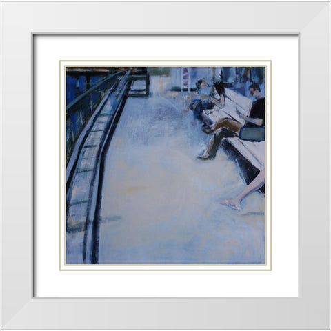 Ferry Crossing White Modern Wood Framed Art Print with Double Matting by Marie, Susanne