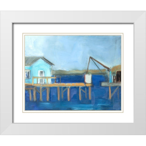 Fishing Dock White Modern Wood Framed Art Print with Double Matting by Marie, Susanne