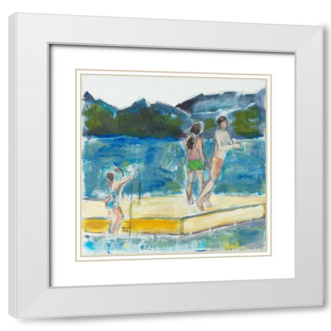 Floating Dock White Modern Wood Framed Art Print with Double Matting by Marie, Susanne