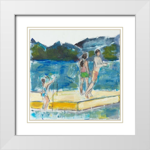 Floating Dock White Modern Wood Framed Art Print with Double Matting by Marie, Susanne