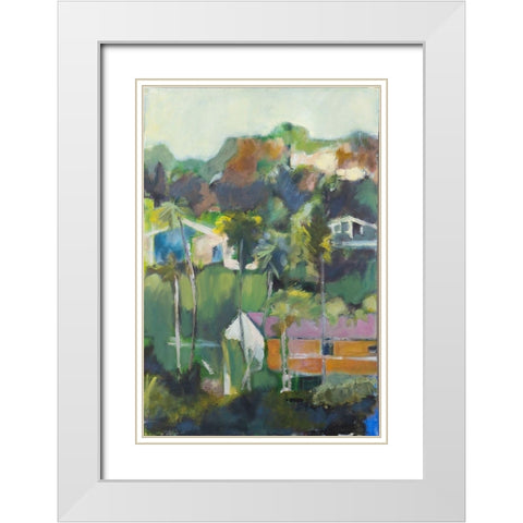 Home Away White Modern Wood Framed Art Print with Double Matting by Marie, Susanne