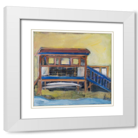 The Boathouse White Modern Wood Framed Art Print with Double Matting by Marie, Susanne