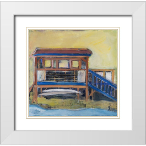 The Boathouse White Modern Wood Framed Art Print with Double Matting by Marie, Susanne
