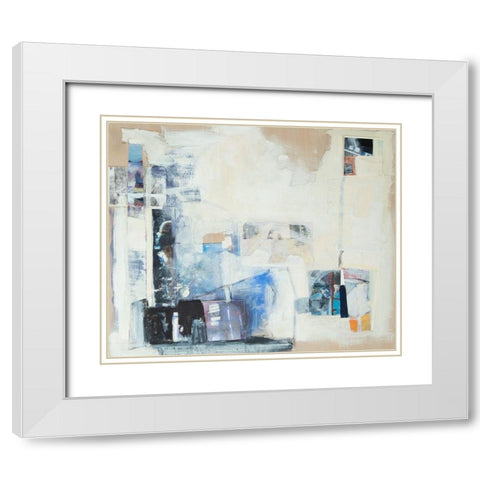 Shifting Blues White Modern Wood Framed Art Print with Double Matting by Marie, Susanne