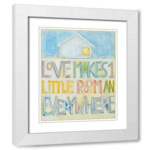 Love Makes White Modern Wood Framed Art Print with Double Matting by Marie, Susanne