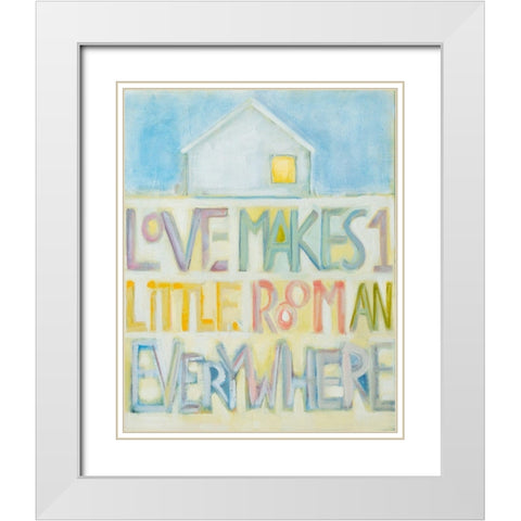 Love Makes White Modern Wood Framed Art Print with Double Matting by Marie, Susanne