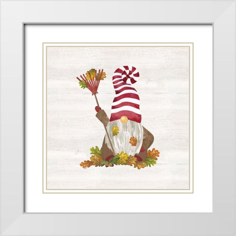 Fall Gnomes IV White Modern Wood Framed Art Print with Double Matting by Reed, Tara