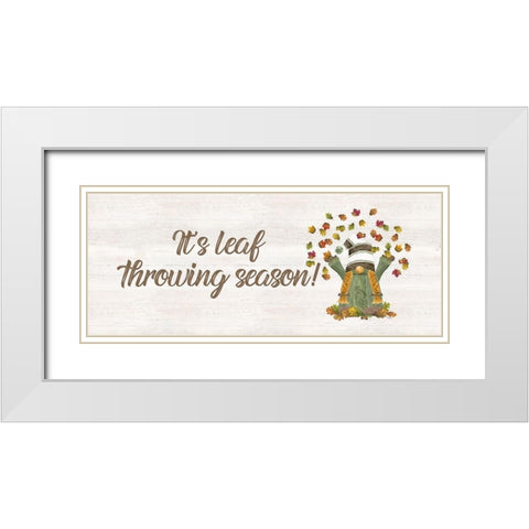 Fall Gnomes Sentiment panel II-Leaf Throwing White Modern Wood Framed Art Print with Double Matting by Reed, Tara