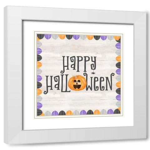 Sit a Spell Sentiment II-Happy Halloween White Modern Wood Framed Art Print with Double Matting by Reed, Tara