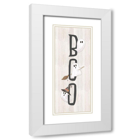 Sit a Spell Sentiment vertical I-Boo White Modern Wood Framed Art Print with Double Matting by Reed, Tara