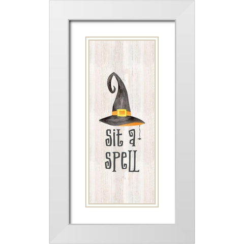 Sit a Spell Sentiment vertical II-Sit a Spell White Modern Wood Framed Art Print with Double Matting by Reed, Tara