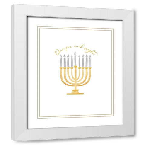 Hanukkah Lights portrait II-One for Each Night White Modern Wood Framed Art Print with Double Matting by Reed, Tara
