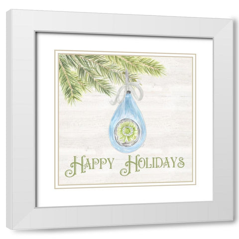 Vintage Christmas I-Happy Holidays White Modern Wood Framed Art Print with Double Matting by Reed, Tara