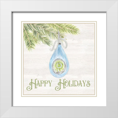 Vintage Christmas I-Happy Holidays White Modern Wood Framed Art Print with Double Matting by Reed, Tara