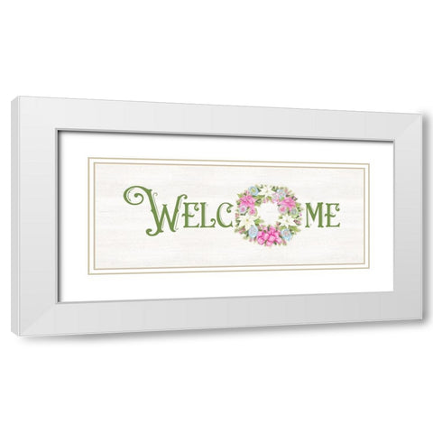 Vintage Christmas panel III-Welcome White Modern Wood Framed Art Print with Double Matting by Reed, Tara