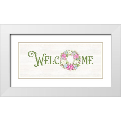 Vintage Christmas panel III-Welcome White Modern Wood Framed Art Print with Double Matting by Reed, Tara
