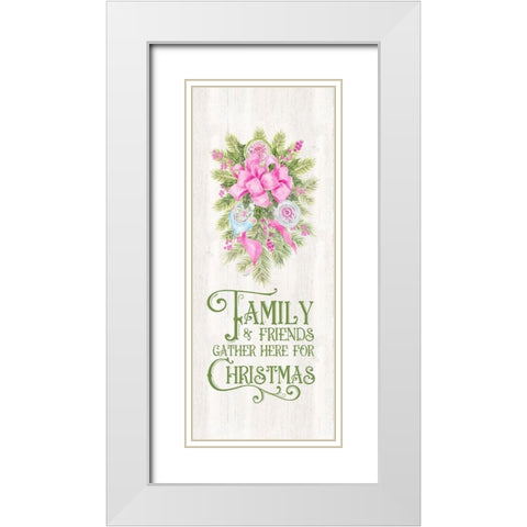 Vintage Christmas vertical I-Friends and Family White Modern Wood Framed Art Print with Double Matting by Reed, Tara