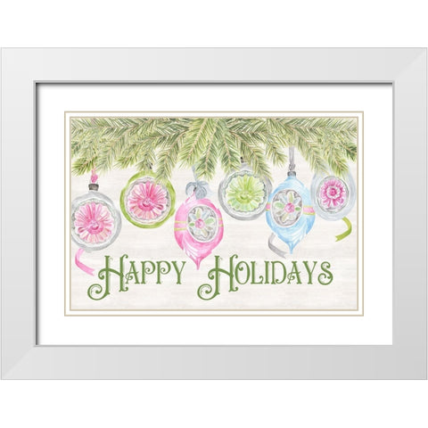 Vintage Christmas landscape I-Happy Holidays White Modern Wood Framed Art Print with Double Matting by Reed, Tara