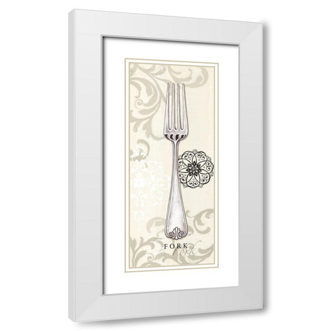 Fork White Modern Wood Framed Art Print with Double Matting by Coulter, Cynthia