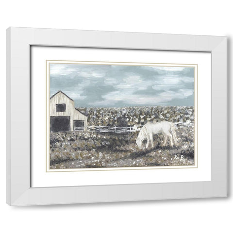 Black Creek Stable White Modern Wood Framed Art Print with Double Matting by Bryan, Kathleen