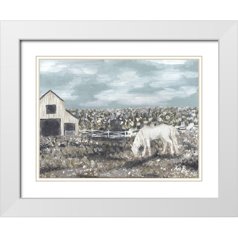 Black Creek Stable White Modern Wood Framed Art Print with Double Matting by Bryan, Kathleen