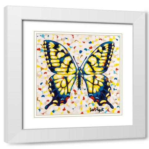 Pop Butterfly I White Modern Wood Framed Art Print with Double Matting by Augustine, Jodi