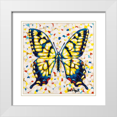 Pop Butterfly I White Modern Wood Framed Art Print with Double Matting by Augustine, Jodi