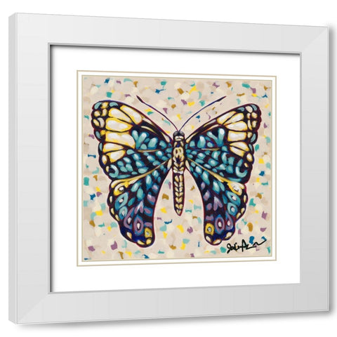 Pop Butterfly II White Modern Wood Framed Art Print with Double Matting by Augustine, Jodi