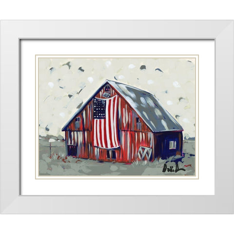 Farm Pop Barn I-Flag White Modern Wood Framed Art Print with Double Matting by Augustine, Jodi