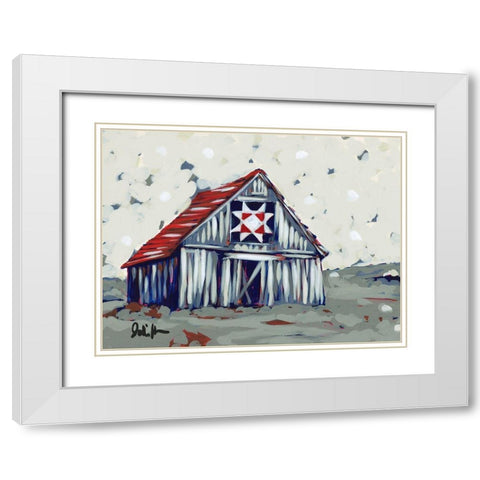Farm Pop Barn II-Quilt White Modern Wood Framed Art Print with Double Matting by Augustine, Jodi