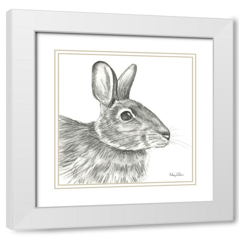 Watercolor Pencil Forest II-Rabbit White Modern Wood Framed Art Print with Double Matting by Wilson, Kelsey