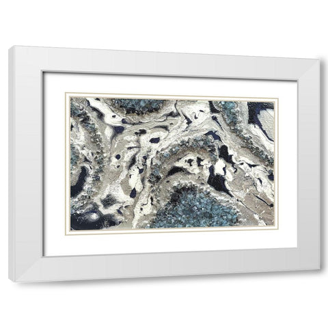 Blue Silver Marble landscape White Modern Wood Framed Art Print with Double Matting by Lee C
