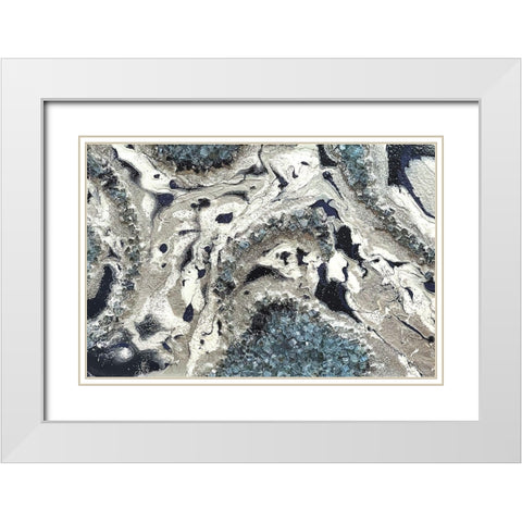 Blue Silver Marble landscape White Modern Wood Framed Art Print with Double Matting by Lee C