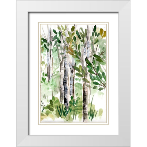 Birch Forest II White Modern Wood Framed Art Print with Double Matting by Chapman, Marcy